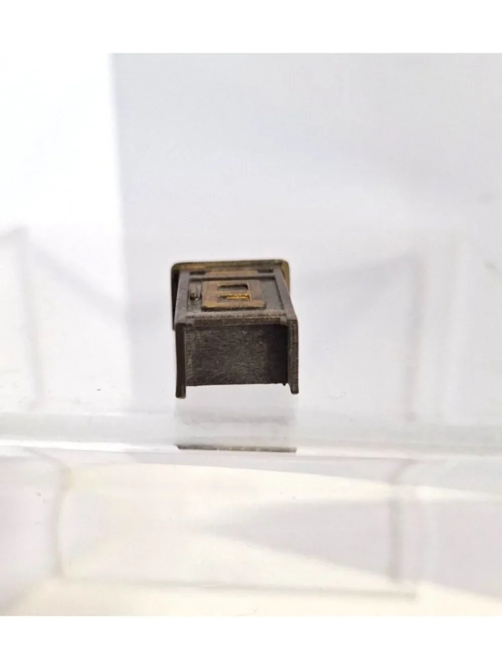 Mini Dollhouse Furniture Ice Box Hutch Brown Gold Micro Dresser Vintage - Picture 6 of 11